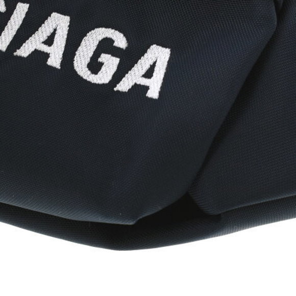 BALENCIAGA Logo Waist Bag Navy Blue Red Nylon Body - Picture 6 of 12